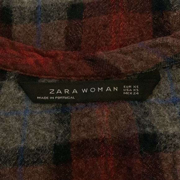 Zara Plaid Wool Long Sleeve V-Neck Top Size XS - Picture 5 of 8